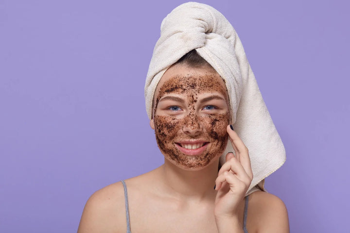 woman applied face scrub | tan removal body scrub