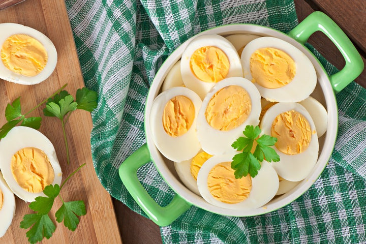 a bowl of boiled eggs