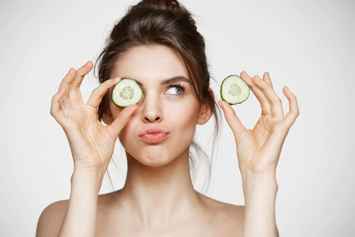 women cucumber slice | morning skincare routine